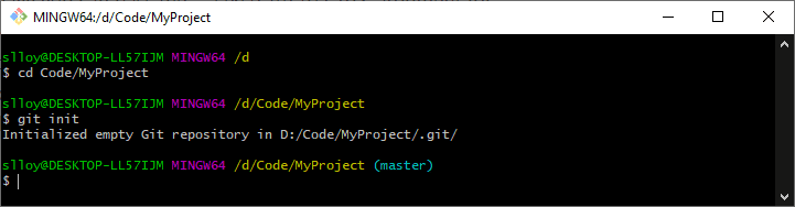 Using git init